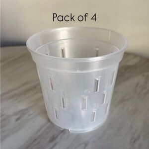 4 Pack Orchid Pots with Holes, 6 Inch Clear Plastic Pots